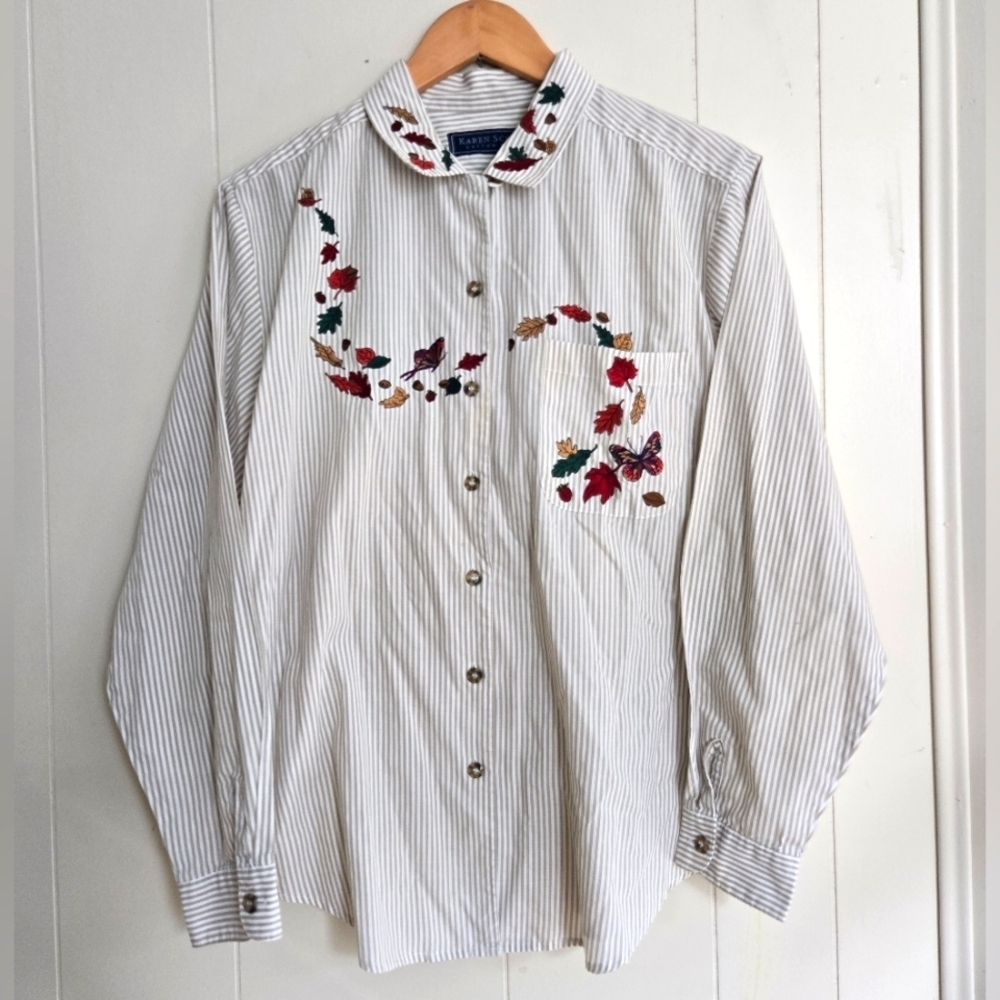 Karen Scott Women's beautiful autumn embroidery- Size L